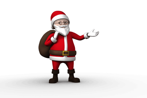 3D Santa Claus Illustration with Christmas Sack Transparent Background