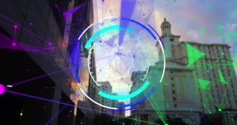 Digital Globe Network Abstract in Urban Landscape