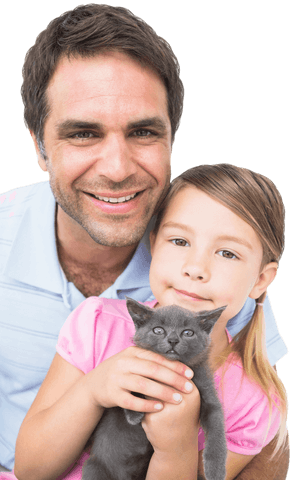 transparent background smiling father daughter holding cat - Download Free Stock Videos Pikwizard.com