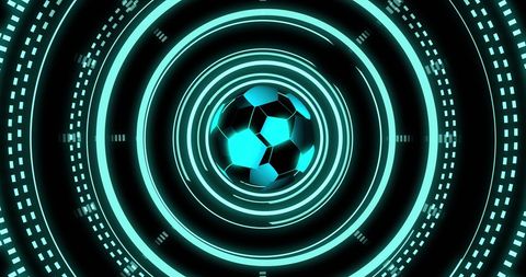 Futuristic Digital Football with Neon Sci-Fi Interface - Download Free Stock Images Pikwizard.com