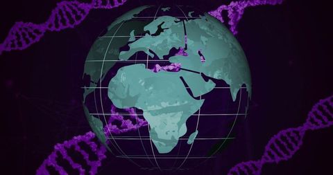 Futuristic globe with dna strands for scientific innovation