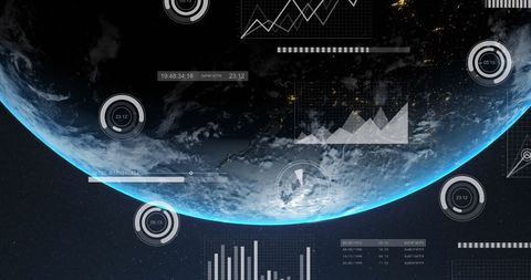 Digital Interface Displays Financial Data on Global Scale - Download Free Stock Images Pikwizard.com