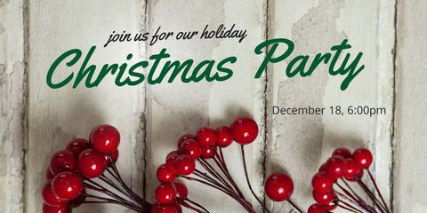 Festive holiday party invitation with red berries