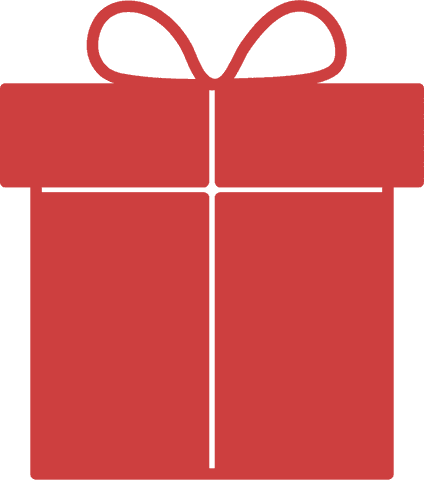 Red present icon on transparent background for celebrations
