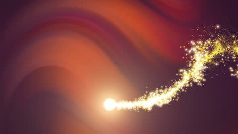 Dynamic Glowing Particle Trail Against Abstract Wavy Background