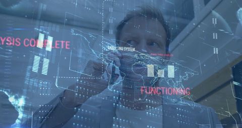 Businessman Interacting with Digital Global Data Interface - Download Free Stock Images Pikwizard.com