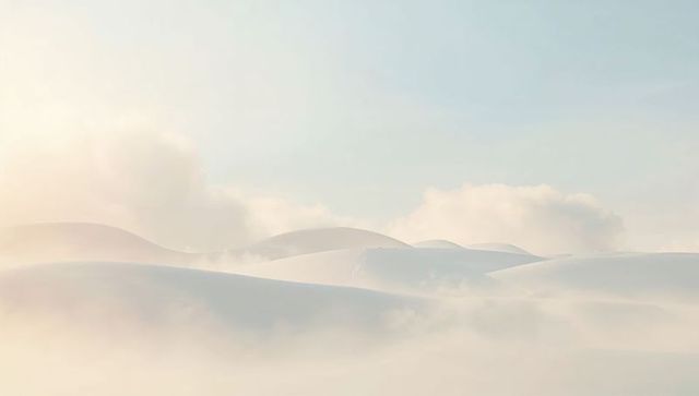 Drifting Pastel Dunes Embracing Misty Horizon Minimalist Serene Landscape