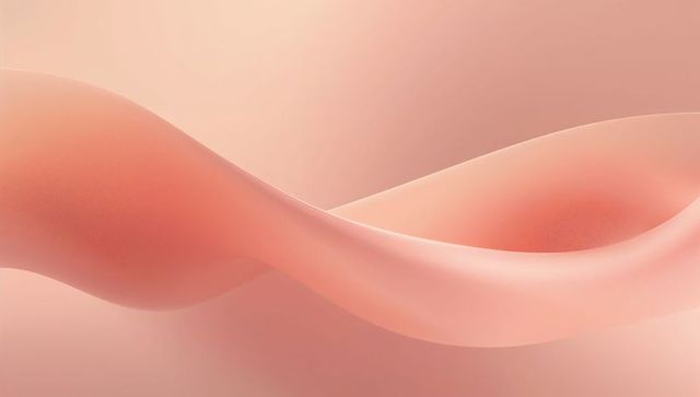 Peach satin ribbon waves abstract background, flowing curves and soft gradient for design