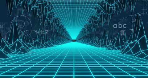 Digital Tunnel with Math Formulas and Grid Patterns - Download Free Stock Images Pikwizard.com