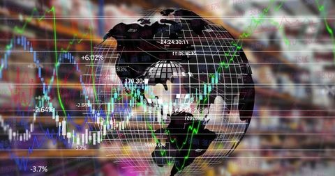 Global Economy Concept with Financial Data Projection Over Warehouse