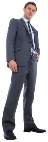 Confident Businessman Posing with Hand on Hip, Transparent
