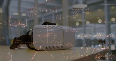 Virtual Reality Headset with Floating Mathematical Equations - Download Free Stock Images Pikwizard.com