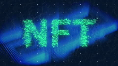 Digital NFT Concept with Vibrant Pixel Text Effect