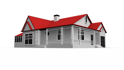 realistic single-family house model with red roof on transparent background - Download Free Stock Videos Pikwizard.com