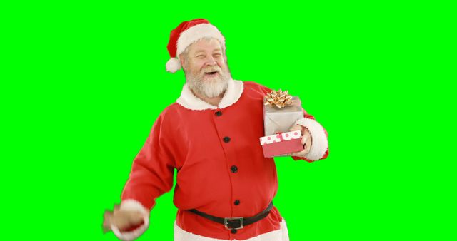Santa Claus Holding Gift Box on Green Screen Background - Download Free Stock Images Pikwizard.com