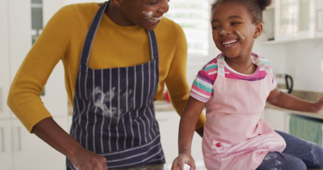 Mother and Daughter Baking Together in Kitchen, Covered in Flour - Download Free Stock Images Pikwizard.com