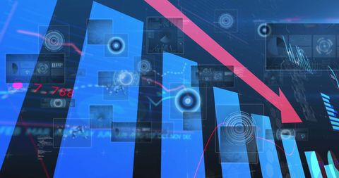 Digital Interface with Flowing Data and Widgets - Download Free Stock Images Pikwizard.com