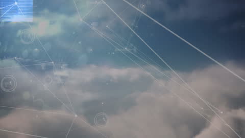 Global Networking Connections in Cloudy Sky