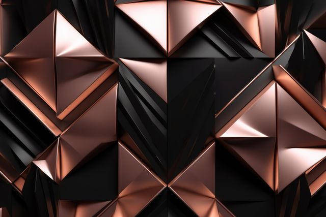 Shiny rose gold and black 3d angular shapes, created using generative ai technology - Download Free Stock Photos Pikwizard.com