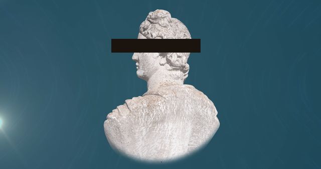 Classical Bust with Obscured Identity Over Abstract Blue Background - Download Free Stock Images Pikwizard.com