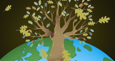 Tree Growing from Earth Symbolizing Environmental Awareness