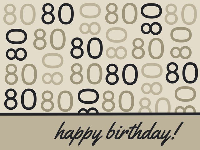 This festive greeting card with repeating '80' designs is perfect for celebrating an 80th birthday or anniversary. Ideal for use in sending well-wishes to beloved family members, friends, or colleagues reaching this significant milestone. Suitable for print or digital greetings.