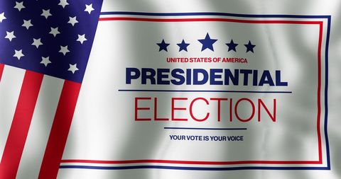 USA Presidential Election Banner with American Flag Elements