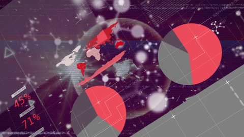 Futuristic Data Infographics Over World Map Illustrations