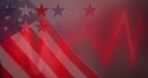 American Flag with Patriotic Stars and Vivid Red Light Streaks
