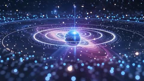 Futuristic Globe with Radiating Concentric Rings in Cosmic Space