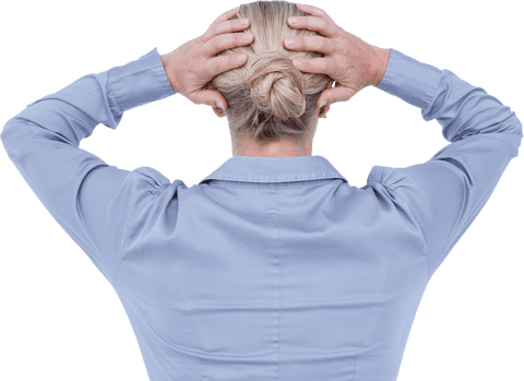 Transparent Rear View of Stressed Businesswoman Holding Her Head - Download Free Stock Videos Pikwizard.com