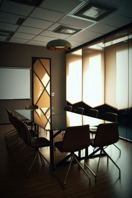 Empty conference room with chairs and table in modern office, created using generative ai technology - Download Free Stock Photos Pikwizard.com