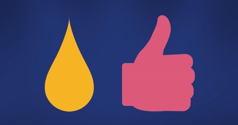 Colorful Drop and Thumbs Up Icons on Blue Background - Download Free Stock Images Pikwizard.com