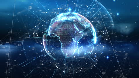 Digital Network Connections Surrounding Spinning Globe