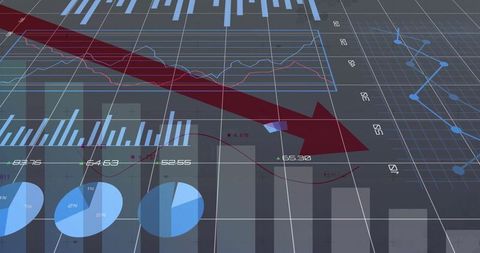 Dashboard highlighting economic decline with downward trends