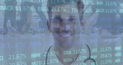 This concept art creatively combines healthcare and finance by overlaying financial data projections with a male doctor. Ideal for articles or projects focused on the intersection of healthcare services and economic analysis, conveying themes of medical finance, healthcare investment, or economic considerations within healthcare services.