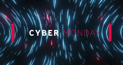 Cyber Monday Banner with Glowing Light Trails on Black Background - Download Free Stock Images Pikwizard.com