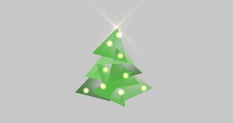 Digital Glowing Purple Christmas Tree on Grey Background