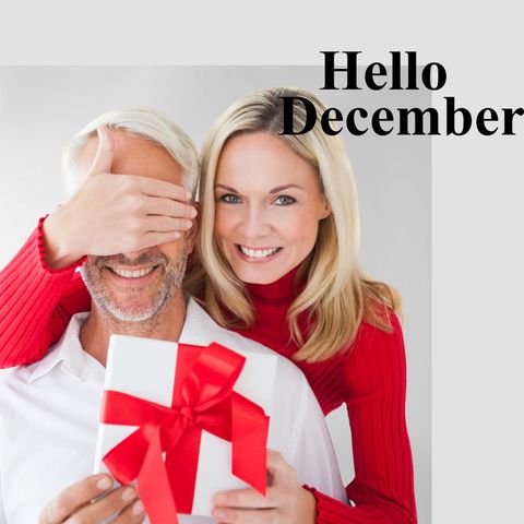 happy couple celebrating december with gift exchange - Download Free Stock Templates Pikwizard.com