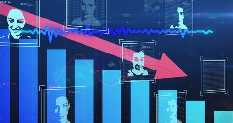 Data Analytics with Digital Profiles and Graphs Highlighting Decline - Download Free Stock Images Pikwizard.com