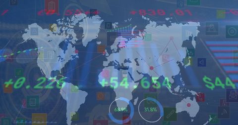 Global Data Network Overlapping World Map with Analytics - Download Free Stock Images Pikwizard.com