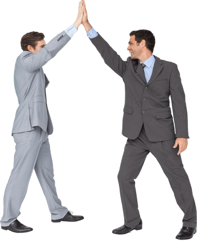 Business Colleagues High-Fiving Transparent Background