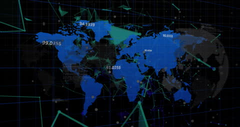 Global Data Interface with Digital World Map and Connections