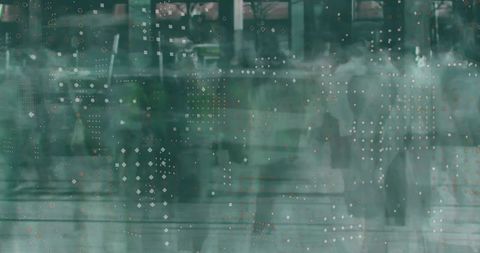 Futuristic urban connectivity: blurred silhouettes with grid design