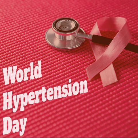 World Hypertension Day Health Awareness with Stethoscope and Pink Ribbon