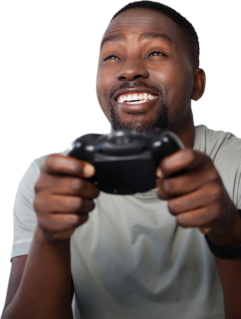 Smiling Man Playing Video Games with Game Controller on Transparent Background - Download Free Stock Videos Pikwizard.com