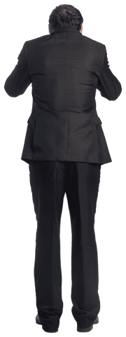 Transparent Background Rear View Portrait of Businessman