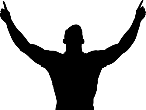 Silhouette of Celebratory Male Athlete with Raised Arms - Download Free Stock Videos Pikwizard.com