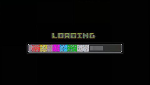 Loading bar filling with glitchy pixel tiles neon retro 8-bit cyberpunk progress display