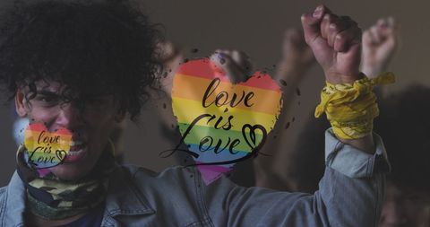 Diverse Group Protesting for LGBTQ Rights